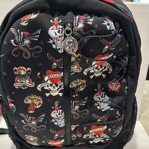 NWT Ed Hardy Love Kill Slowly Tattoo Large Backpack with side Mesh Pockets.